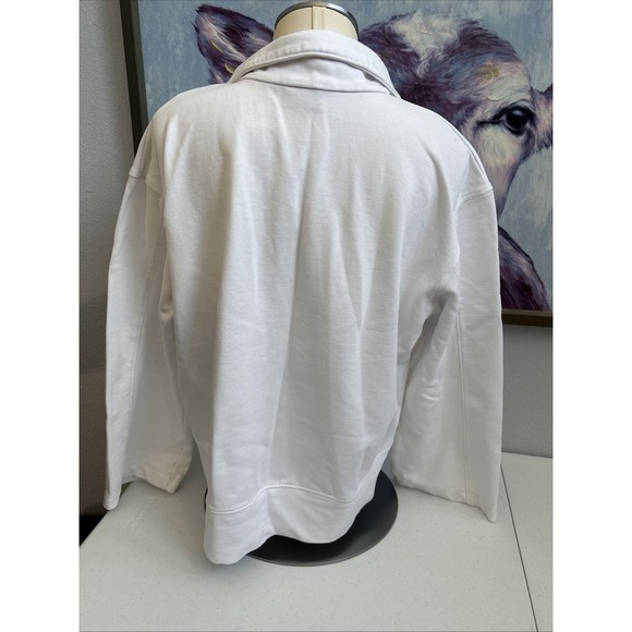 Columbia Women's L White 1/2 Zip Collared Knit Wide Sleeve Pullover Sweatshirt - Picture 3 of 13
